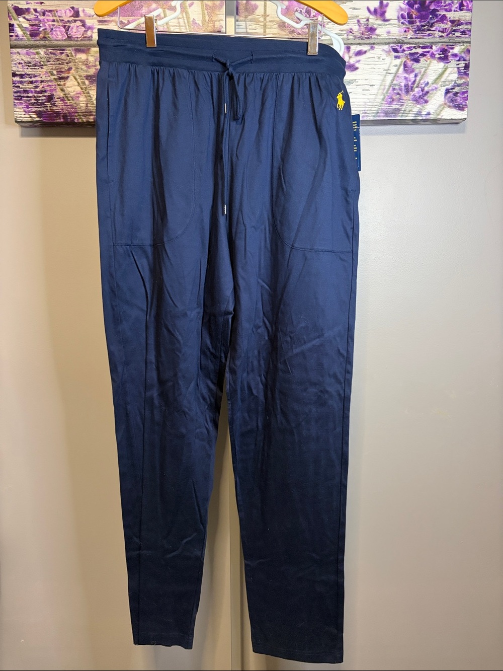 Polo by Ralph Lauren Men's Navy Drawstring Sleep Pants with Yellow Pony NWT
